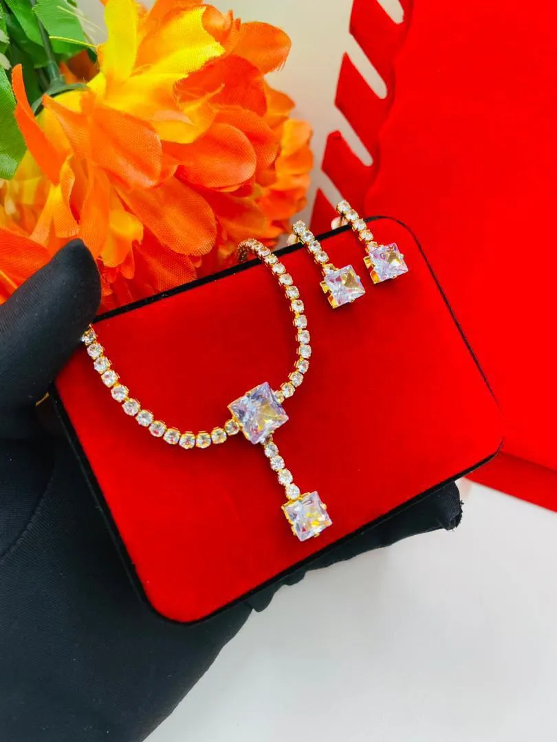 Zirconia Earring and Necklace Set 2 - 4