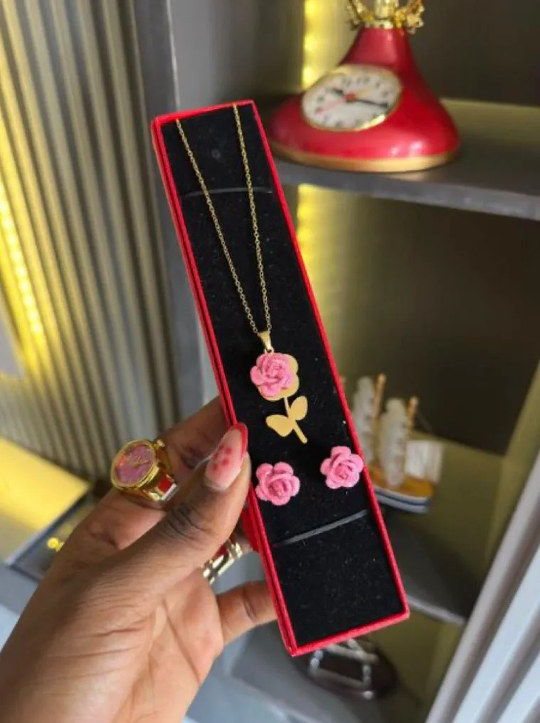 Rose Earrings and Necklace sst