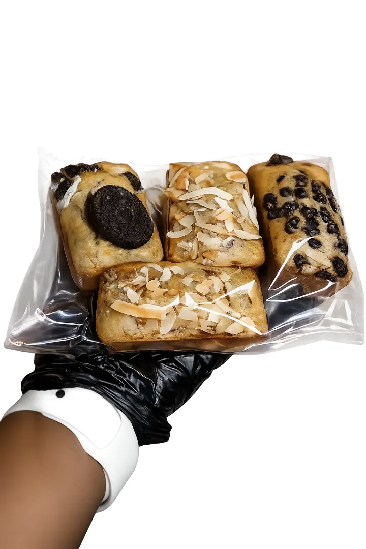 Coconut bread and banana bread freshly baked , plain 2,000,choloclate toppings 2,500, Oreos toppings 3,000 - 2